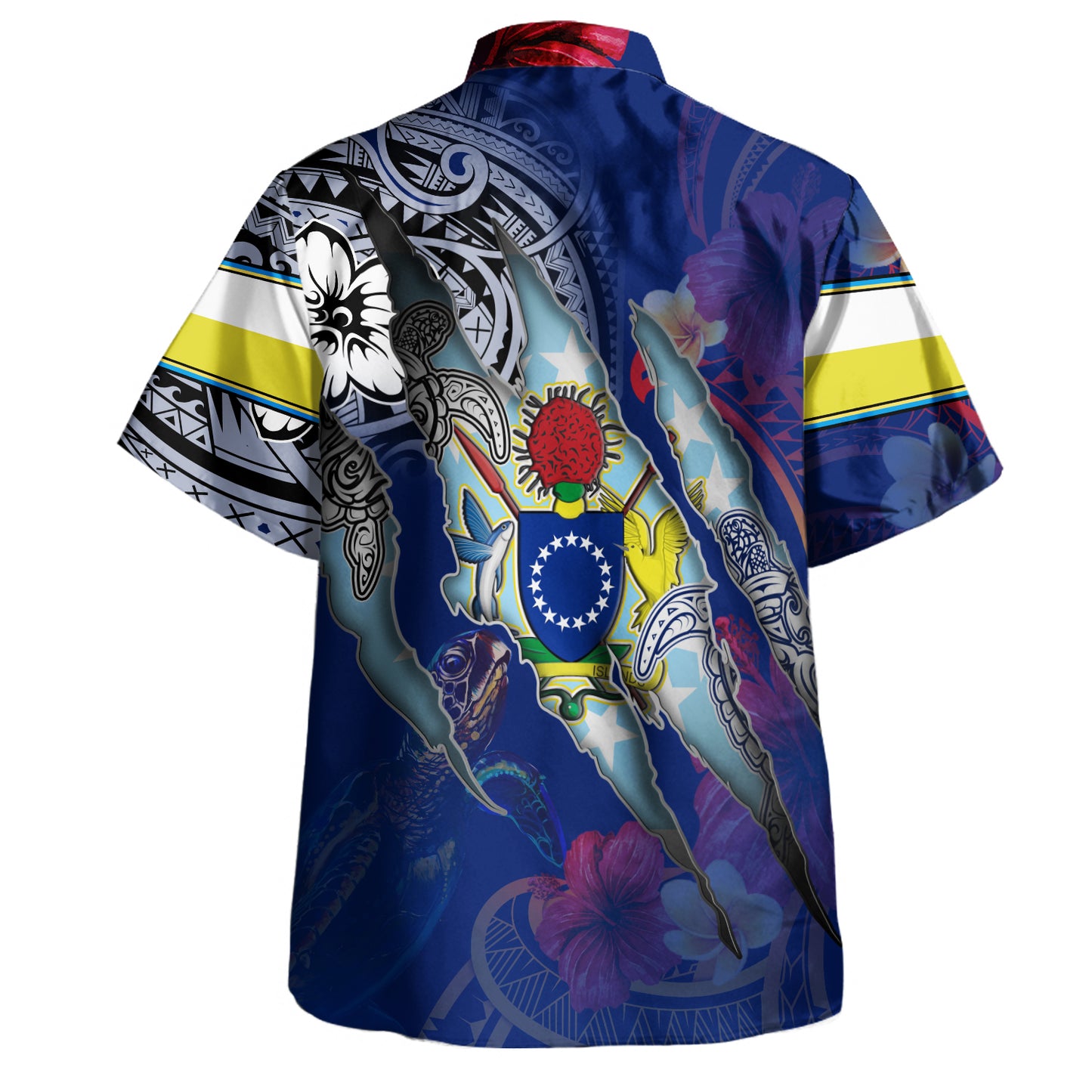 Cook Islands Hawaiian Shirt Custom Cook Islander Blood Inside Me Polynesian Sleeve Tattoo Tropical Blue