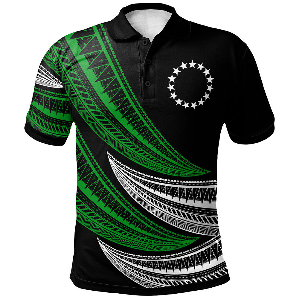 Cook Islands Custom Personalised Polo Shirt - Wave Pattern Alternating