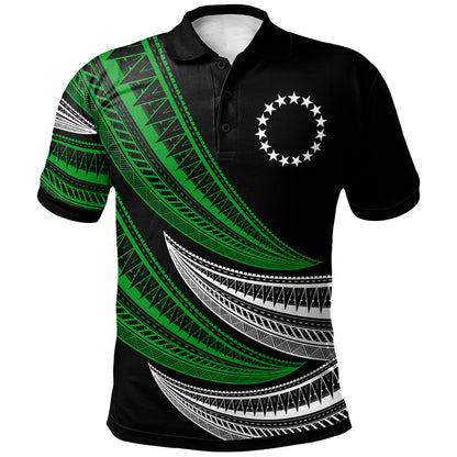 Cook Islands Custom Personalised Polo Shirt - Wave Pattern Alternating