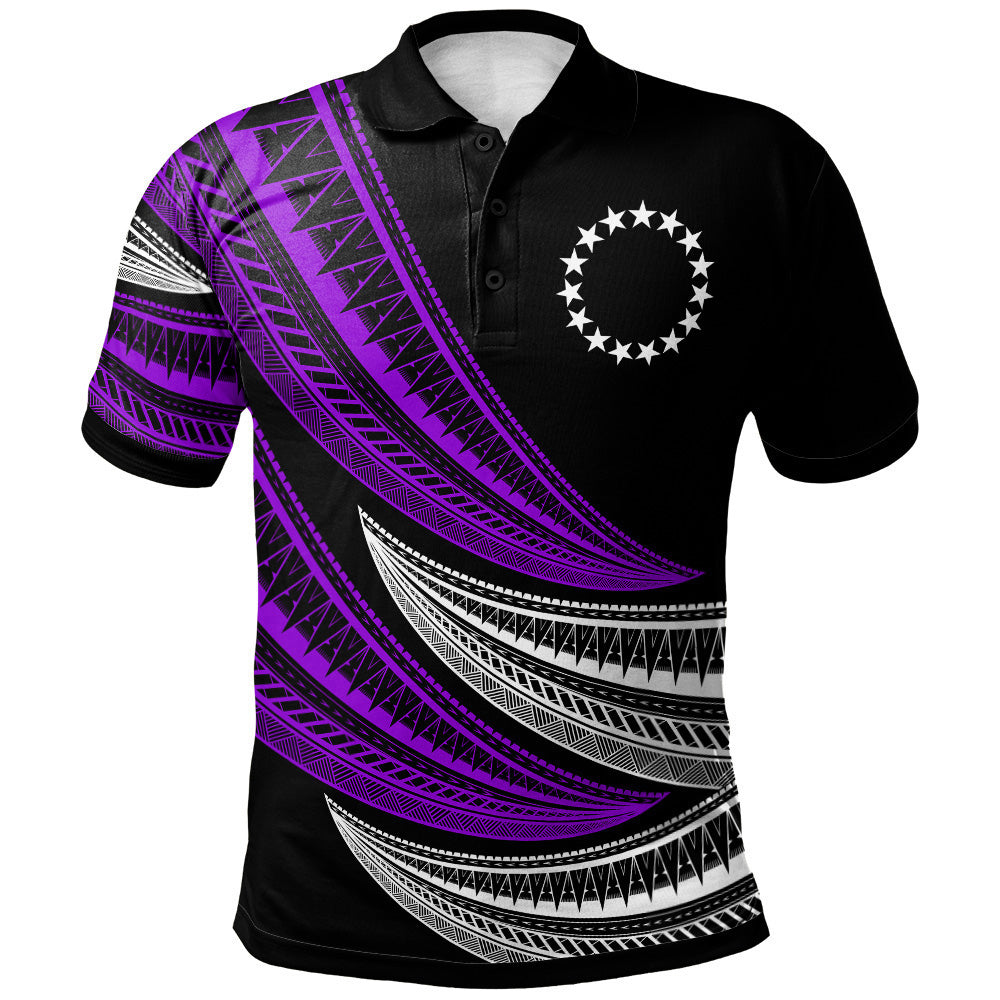 Cook Islands Custom Personalised Polo Shirt - Wave Pattern Alternating