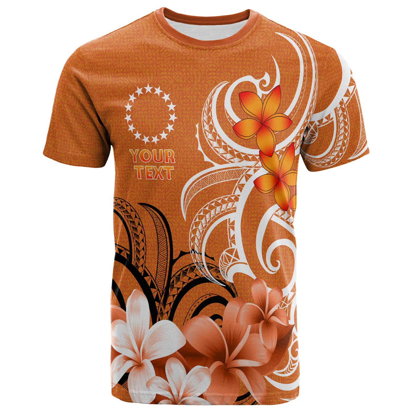 Cook Islands T-Shirt Custom Personalised Floral Spirit Orange