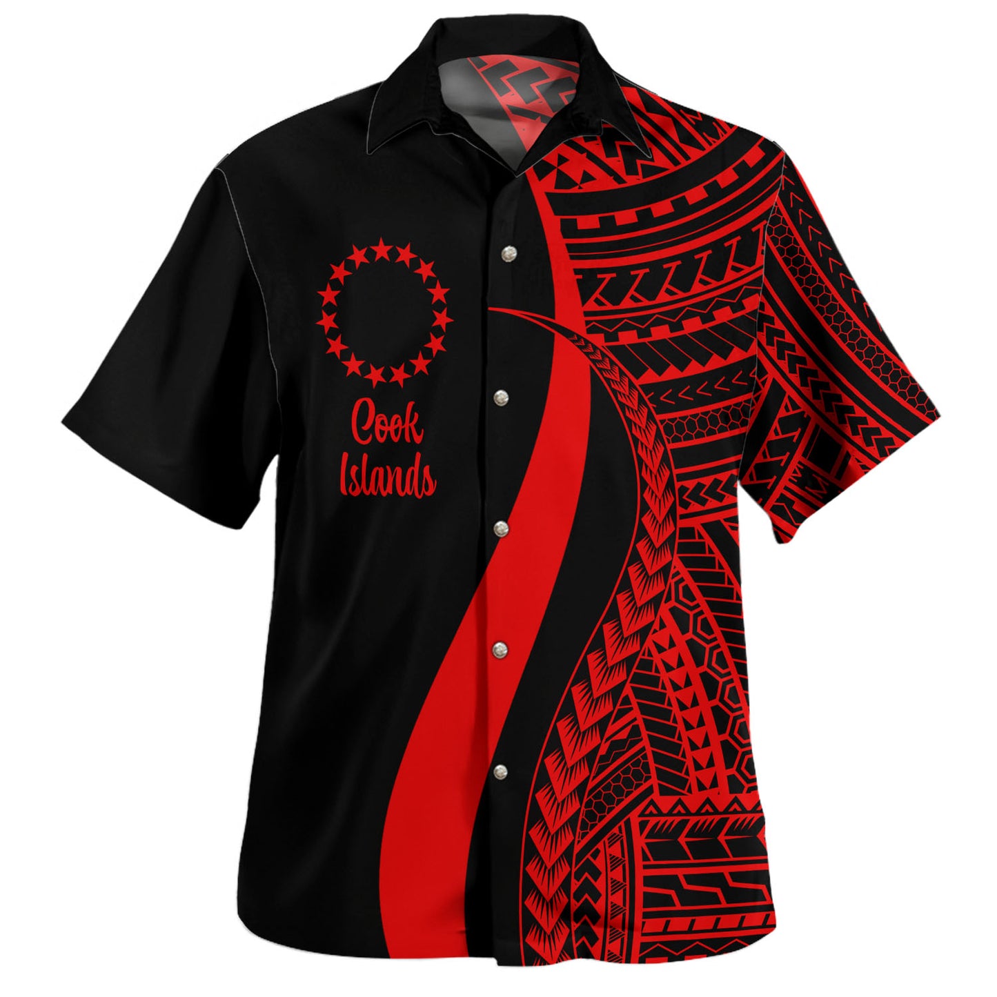 Cook Islands Custom Personalised Hawaiian Shirt Polynesian Tentacle Tribal Pattern