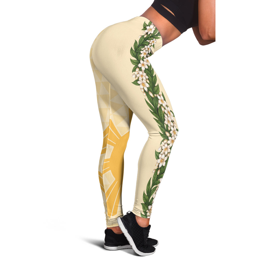 Philippines Filipinos Legging Sampaguita Flower Sun Pattern Island Style
