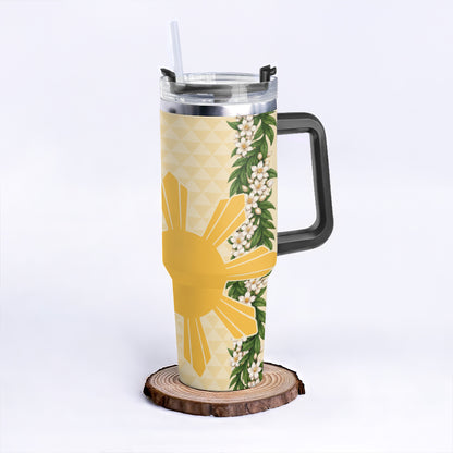 Philippines Filipinos 40oz Tumbler Sampaguita Flower Sun Pattern Island Style
