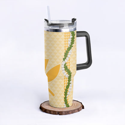 Hawaii 40oz Tumbler Kanaka Maoli Puakenikeni Maile Flower Lei