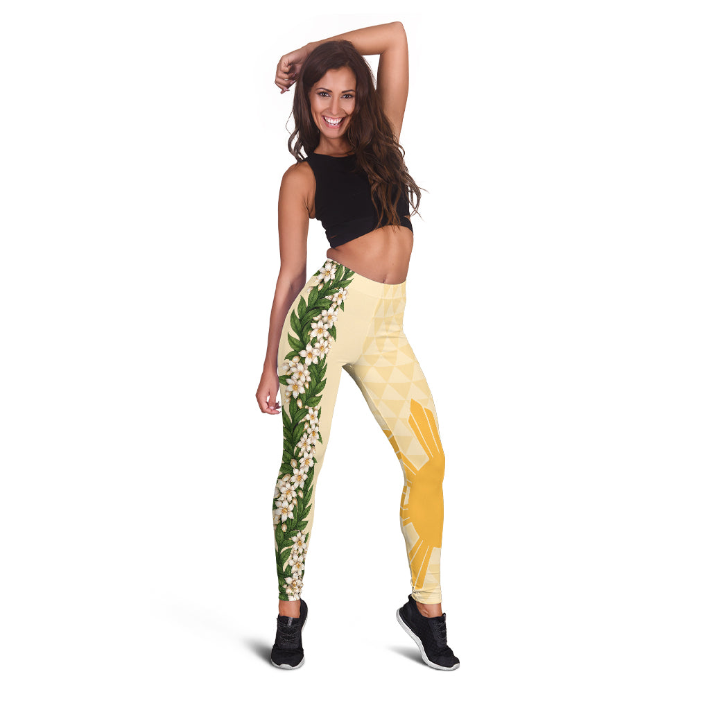 Philippines Filipinos Legging Sampaguita Flower Sun Pattern Island Style