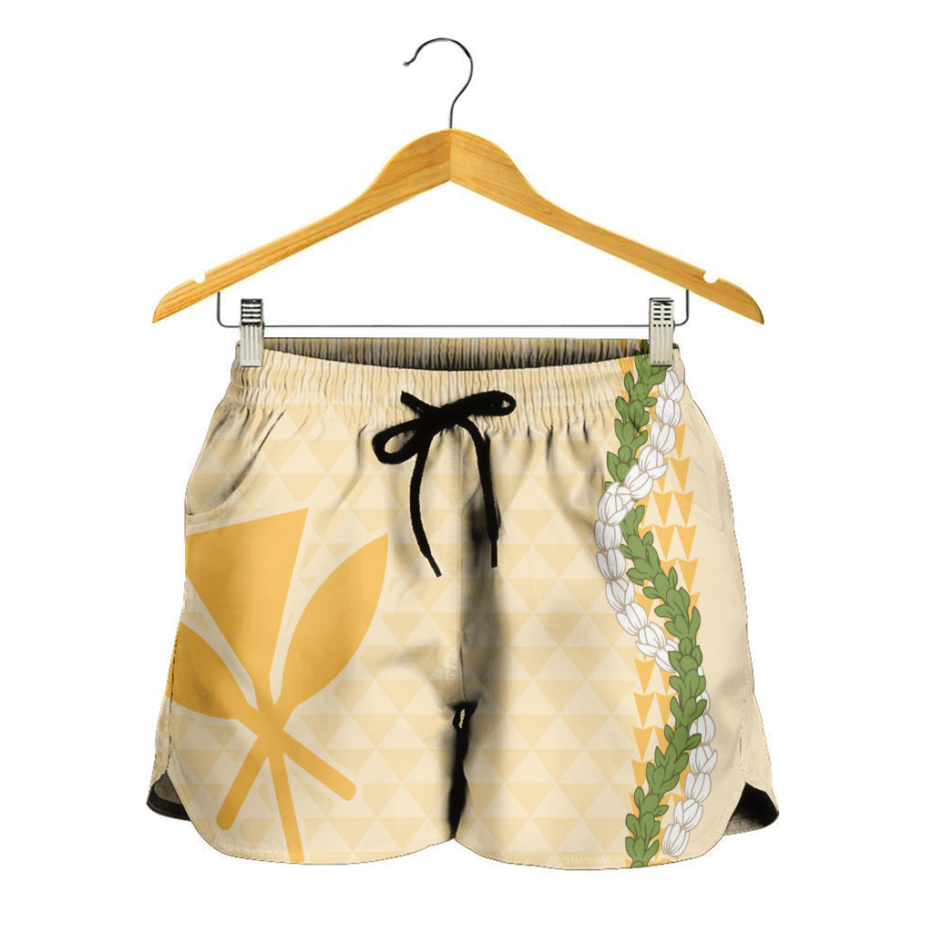 Hawaii Women Shorts Kanaka Maoli Puakenikeni Maile Flower Lei