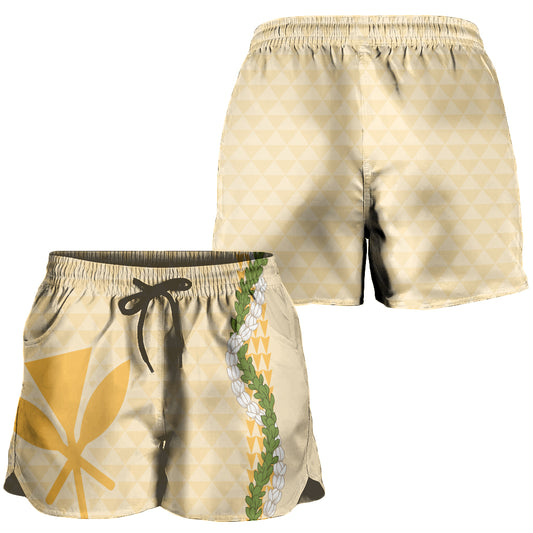 Hawaii Women Shorts Kanaka Maoli Puakenikeni Maile Flower Lei