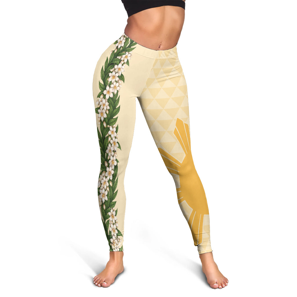 Philippines Filipinos Legging Sampaguita Flower Sun Pattern Island Style