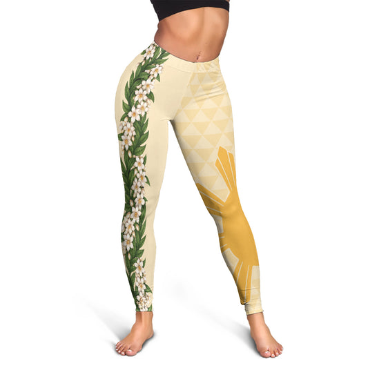Philippines Filipinos Legging Sampaguita Flower Sun Pattern Island Style