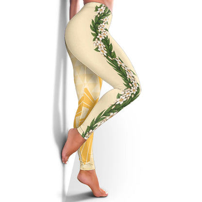 Philippines Filipinos Legging Sampaguita Flower Sun Pattern Island Style