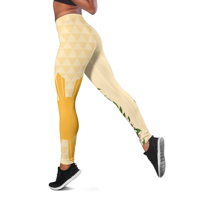 Philippines Filipinos Legging Sampaguita Flower Sun Pattern Island Style