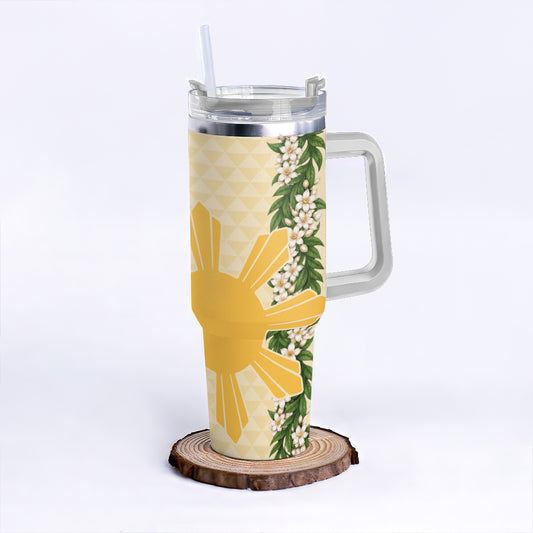 Philippines Filipinos 40oz Tumbler Sampaguita Flower Sun Pattern Island Style