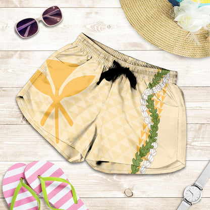 Hawaii Women Shorts Kanaka Maoli Puakenikeni Maile Flower Lei