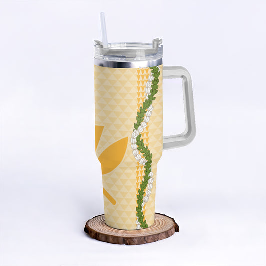 Hawaii 40oz Tumbler Kanaka Maoli Puakenikeni Maile Flower Lei