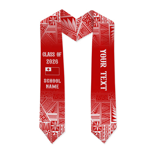 Tonga Graduation Stole Custom 2026 Polynesian Tribal Tongan Flag