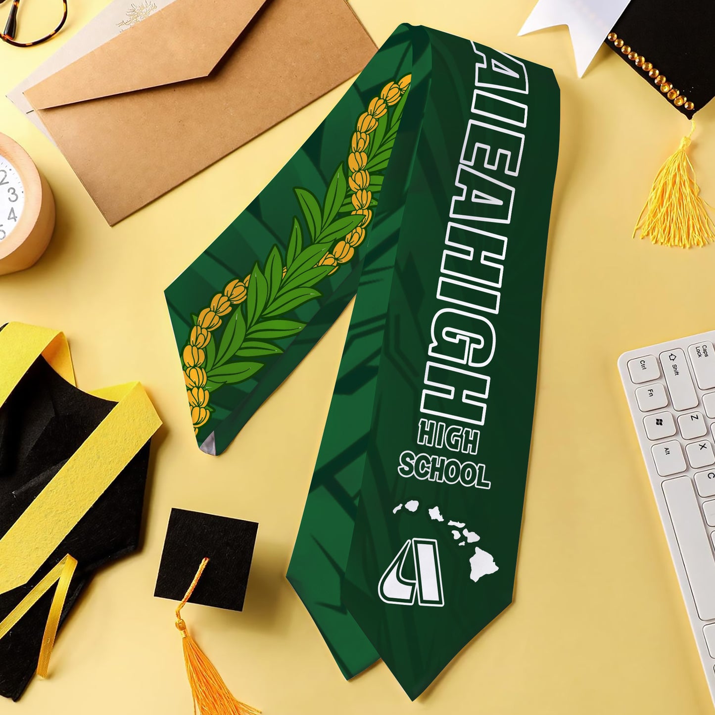 Hawaii Graduation Stole Custom Aiea High School Polynesian Lei