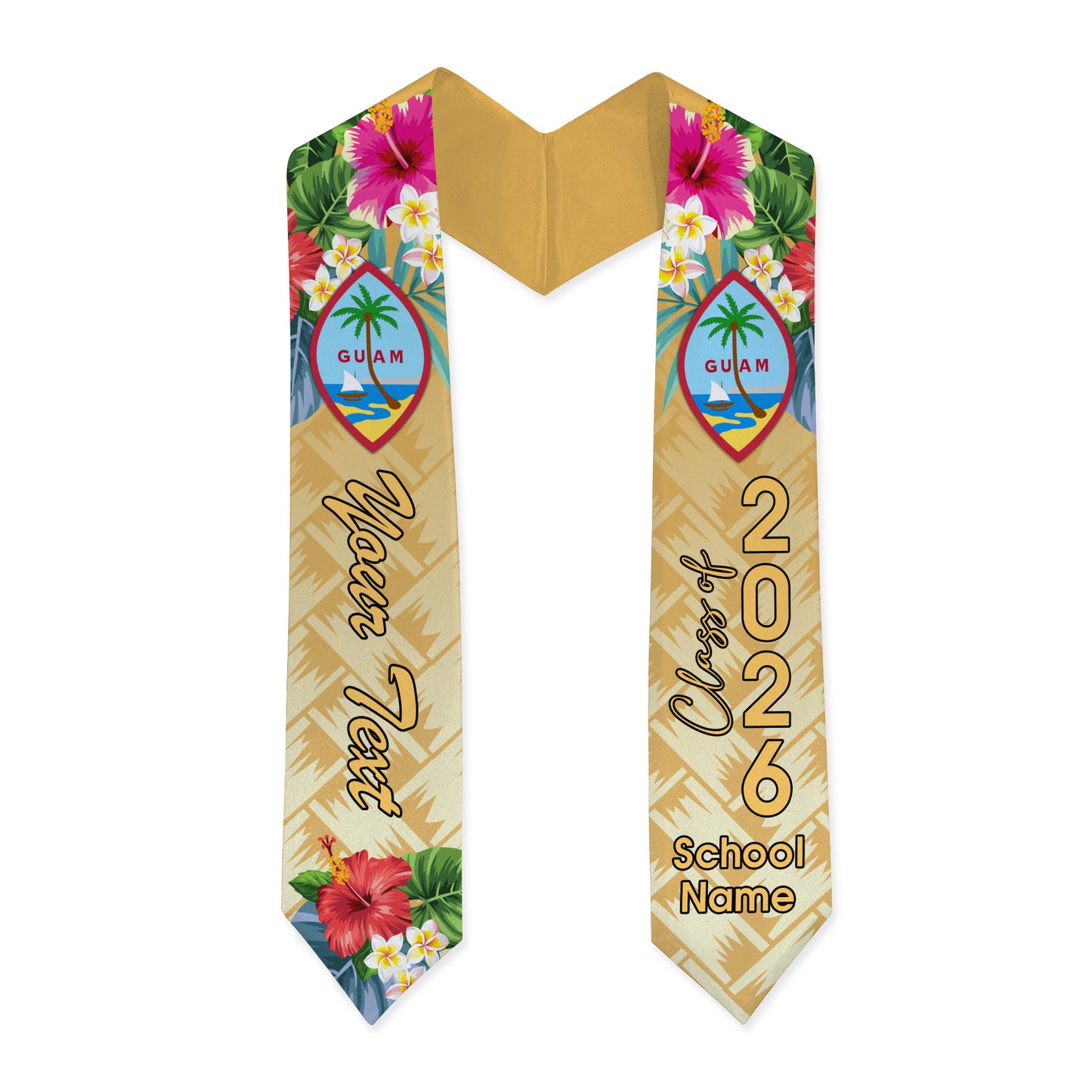 Guam Graduation Stole Custom Class 2026 Tropical Hibiscus Island Pride