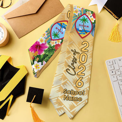 Guam Graduation Stole Custom Class 2026 Tropical Hibiscus Island Pride
