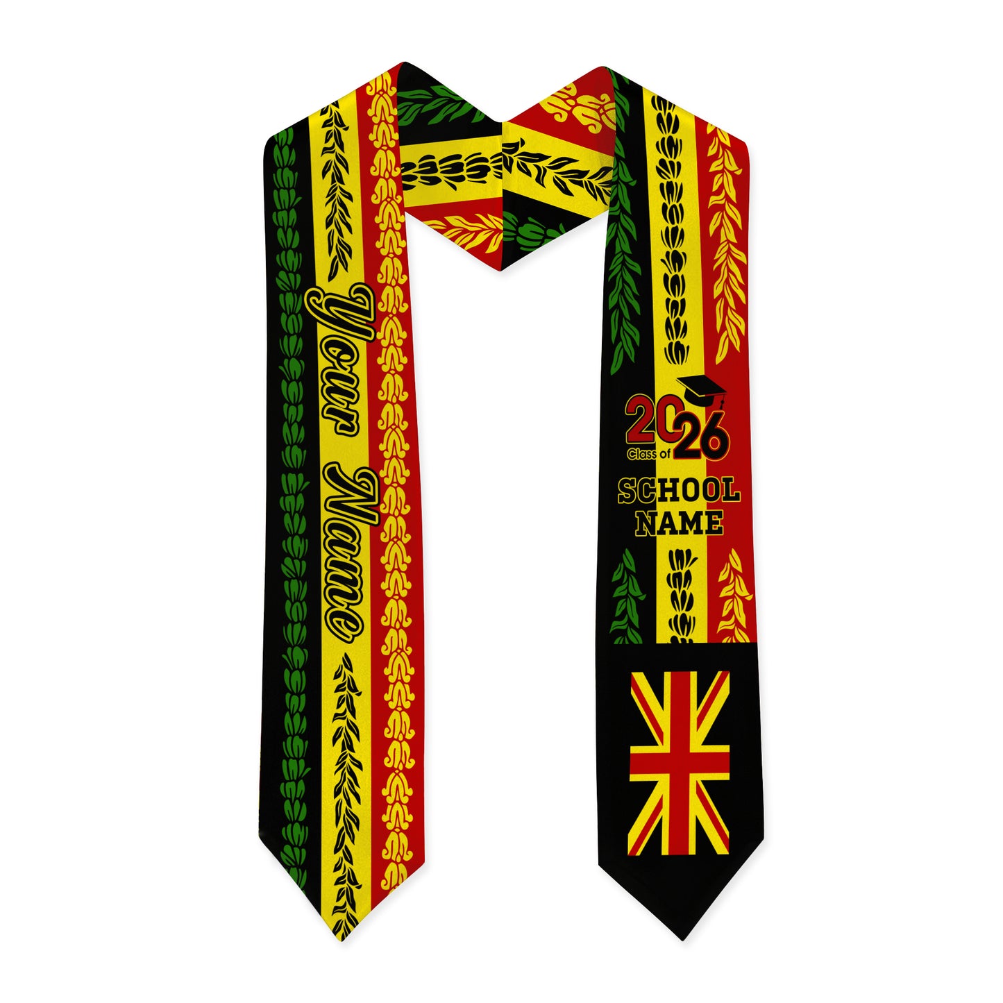 Hawaii Graduation Stole Custom Class 2026 Of Aloha Flag With Flower Lie Beautiful