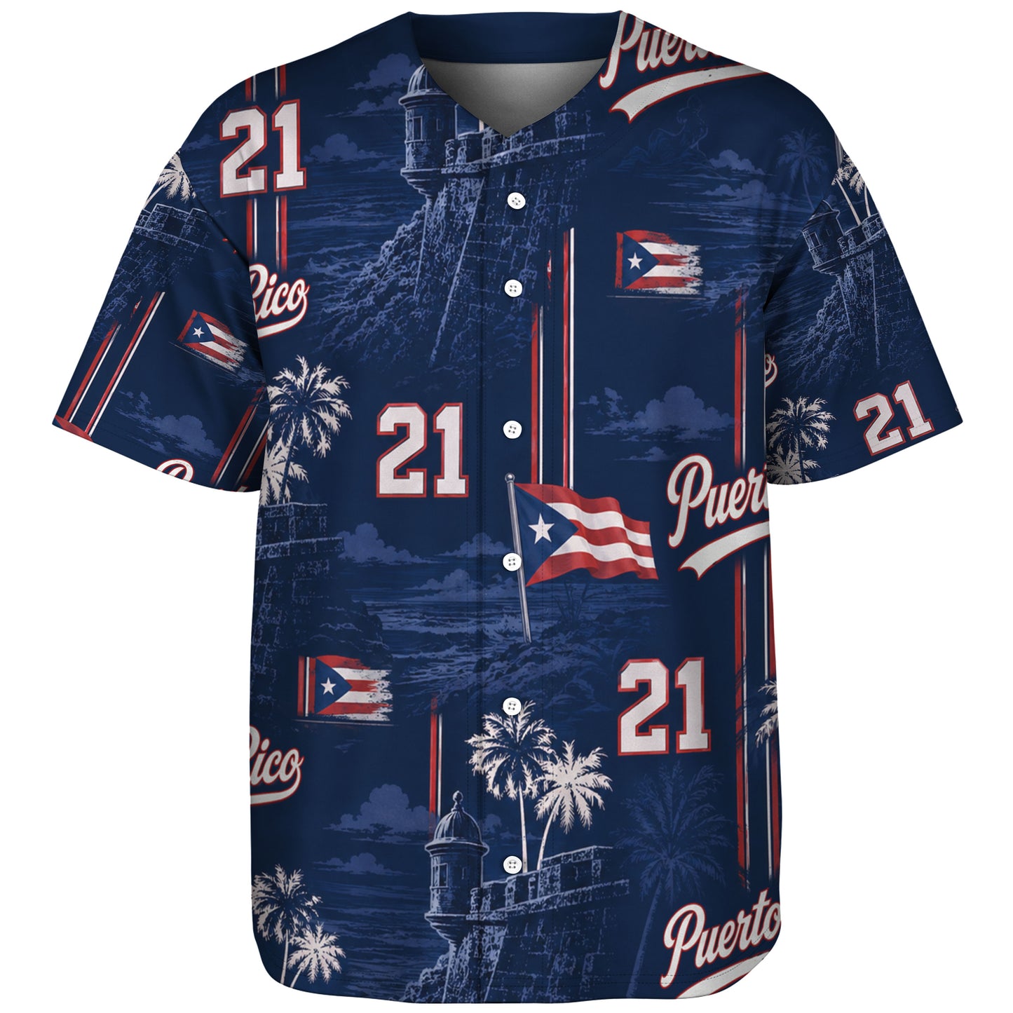 Puerto Rico Baseball Shirt Custom Number El Morro Night Pride