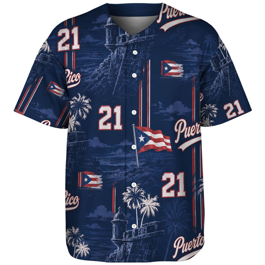 Puerto Rico Baseball Shirt Custom Number El Morro Night Pride