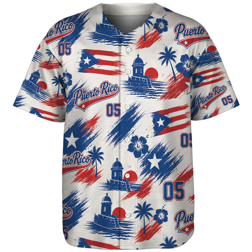 Puerto Rico Baseball Shirt Custom Number Coastal Flag Sport