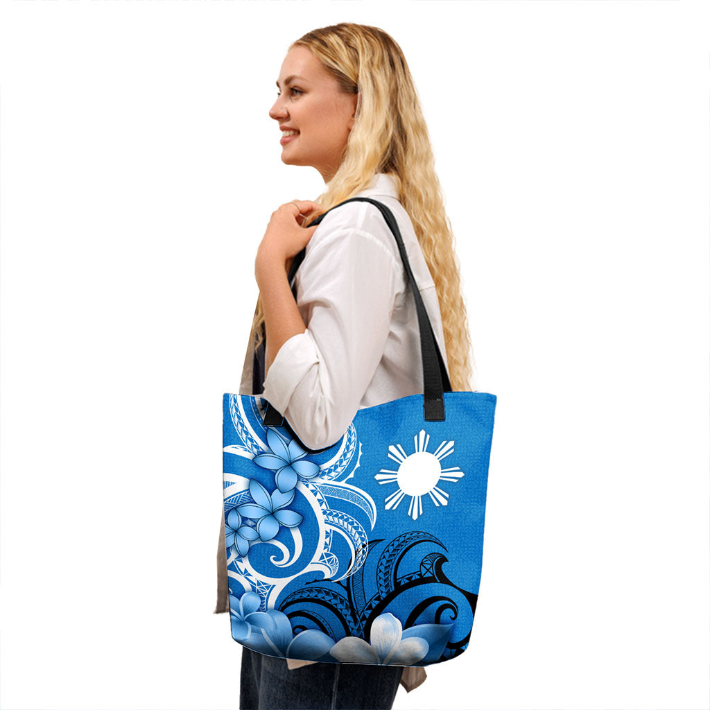 Philippines Filipino Tote Bag Polynesian Floral Spirit Blue