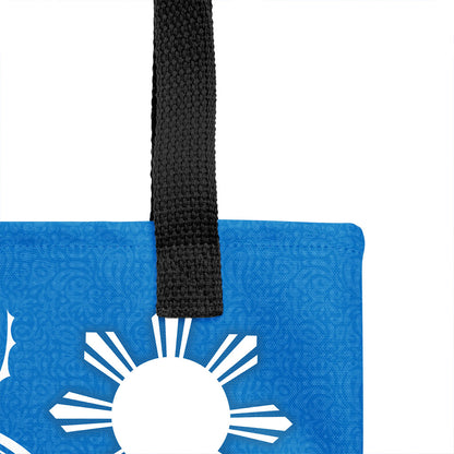 Philippines Filipino Tote Bag Polynesian Floral Spirit Blue