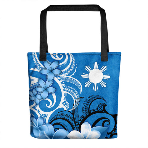 Philippines Filipino Tote Bag Polynesian Floral Spirit Blue