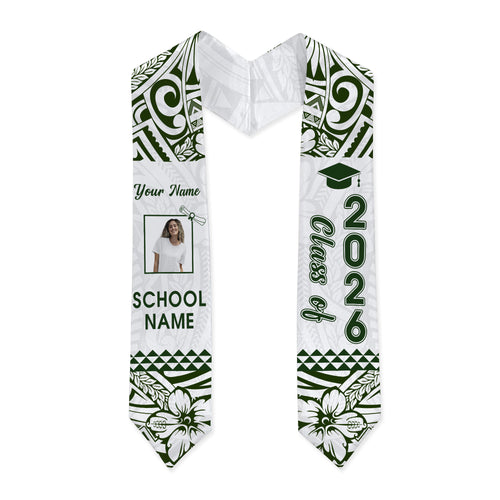 Hawaii Graduation Stole Custom Polynesian Hibiscus Tribal Island