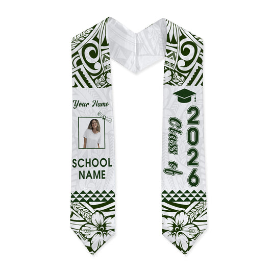 Hawaii Graduation Stole Custom Polynesian Hibiscus Tribal Island