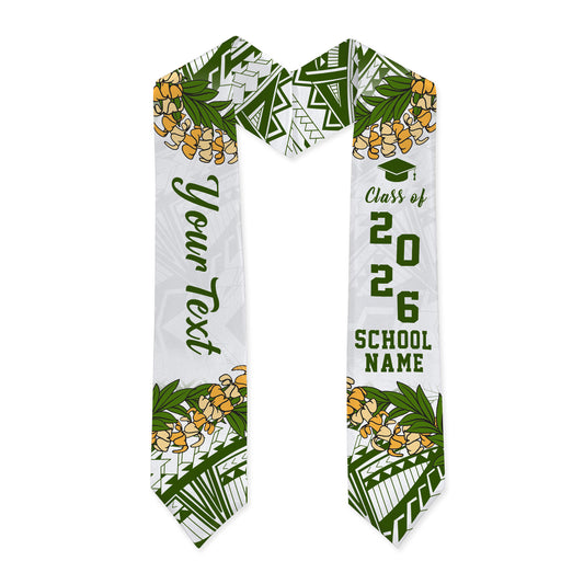 Hawaii Graduation Stole Custom Polynesian Lei Green Tribal Style