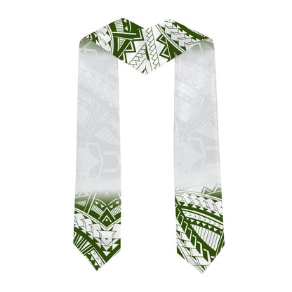 Hawaii Graduation Stole Custom Polynesian Lei Green Tribal Style