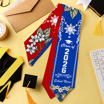 Philippines Filipinos Graduation Stole Custom Sampaguita Flower Royal Frame Image