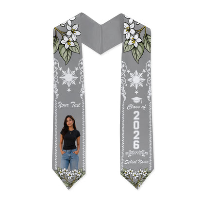 Philippines Filipinos Graduation Stole Custom Sampaguita Flower Royal Frame Image