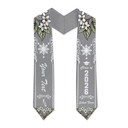 Philippines Filipinos Graduation Stole Custom Sampaguita Flower Royal Frame