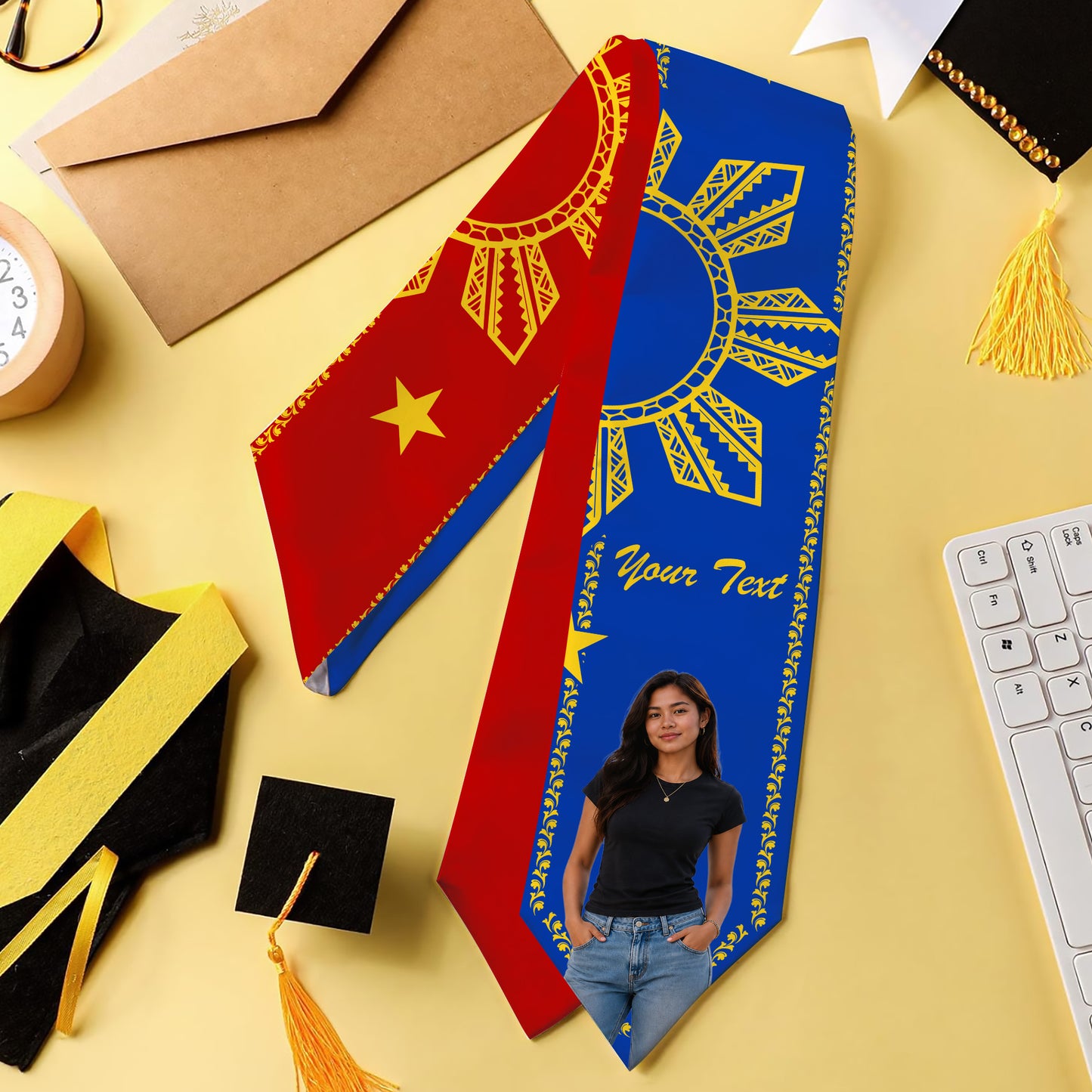 Philippines Filipinos Graduation Stole Custom Custom Sun Star Royal Style Image