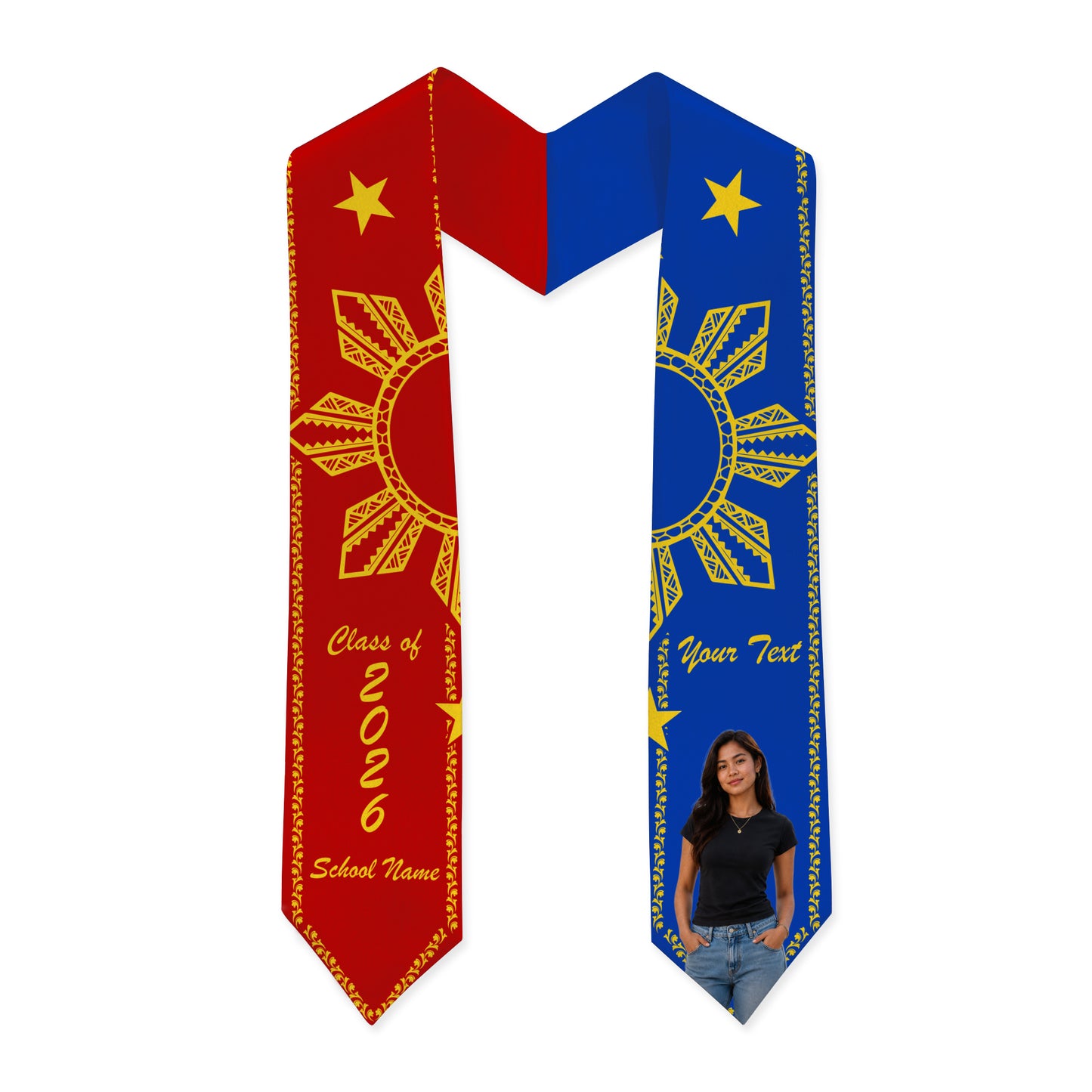 Philippines Filipinos Graduation Stole Custom Custom Sun Star Royal Style Image