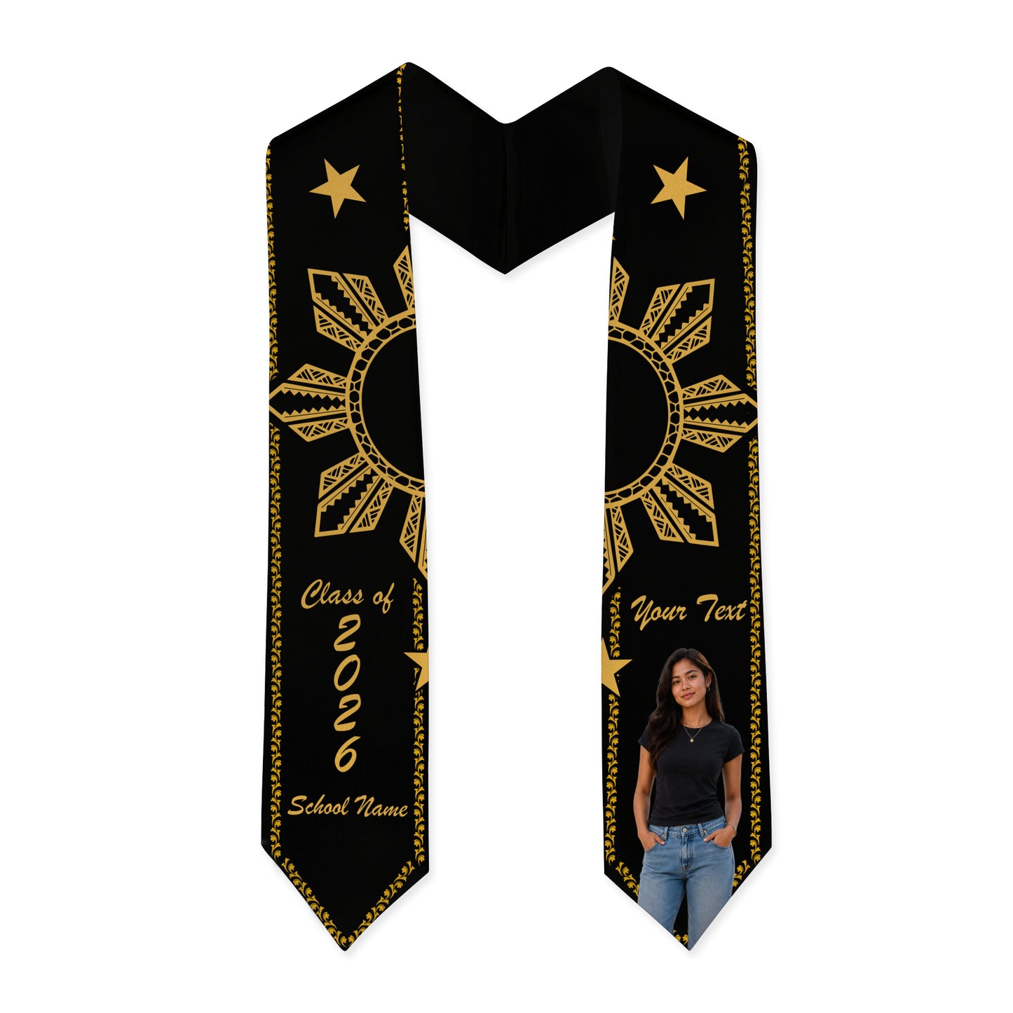 Philippines Filipinos Graduation Stole Custom Custom Sun Star Royal Style Image