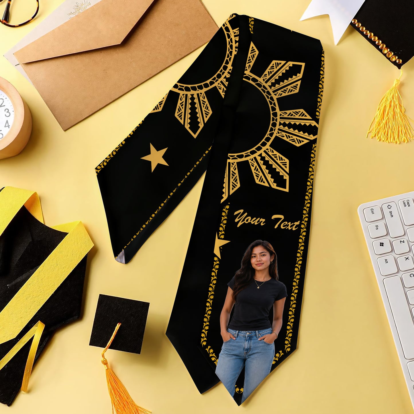 Philippines Filipinos Graduation Stole Custom Custom Sun Star Royal Style Image