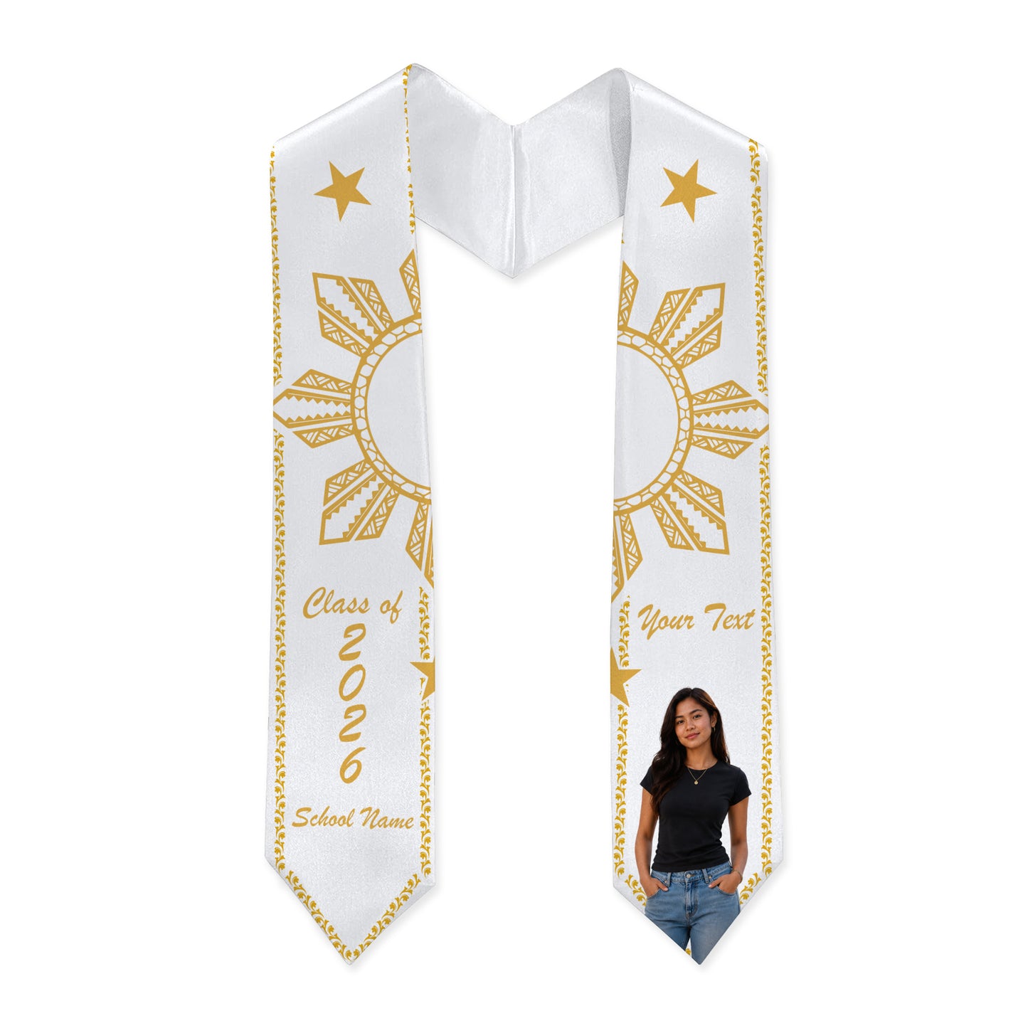 Philippines Filipinos Graduation Stole Custom Custom Sun Star Royal Style Image
