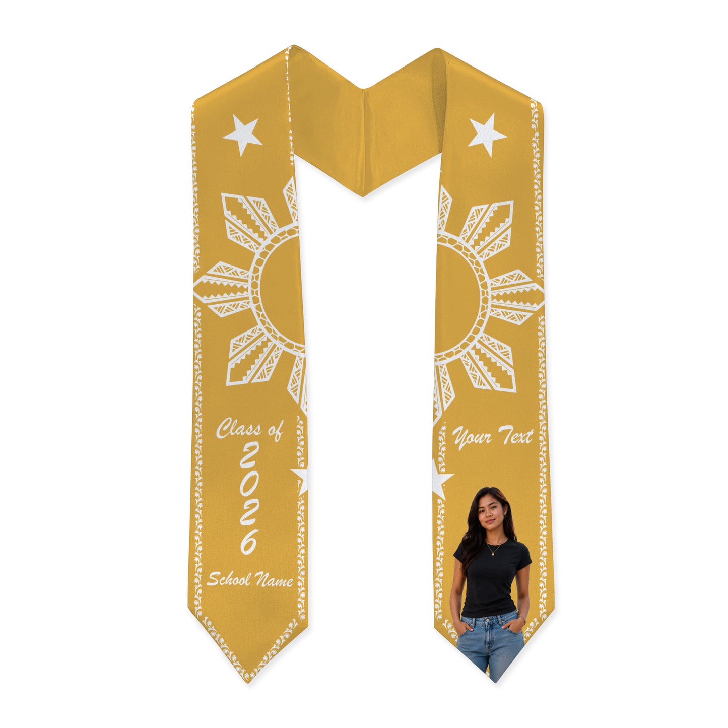 Philippines Filipinos Graduation Stole Custom Custom Sun Star Royal Style Image