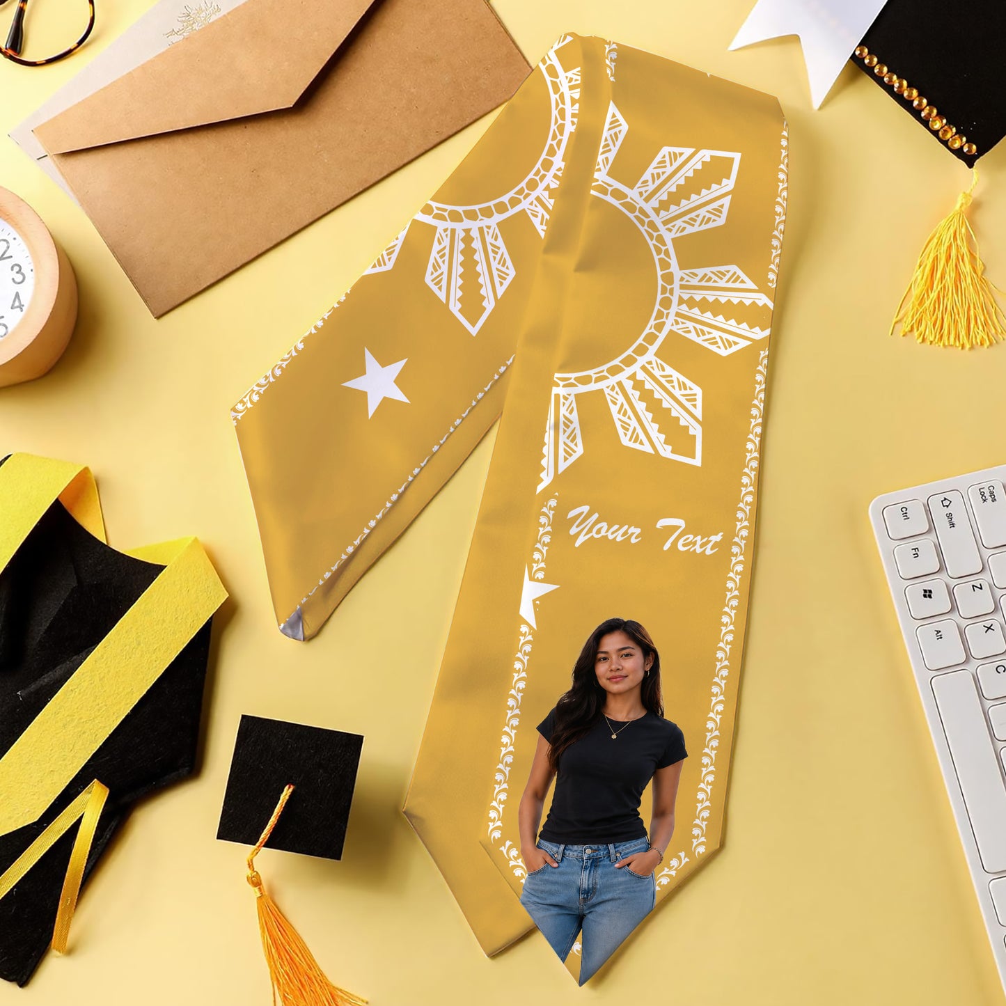 Philippines Filipinos Graduation Stole Custom Custom Sun Star Royal Style Image