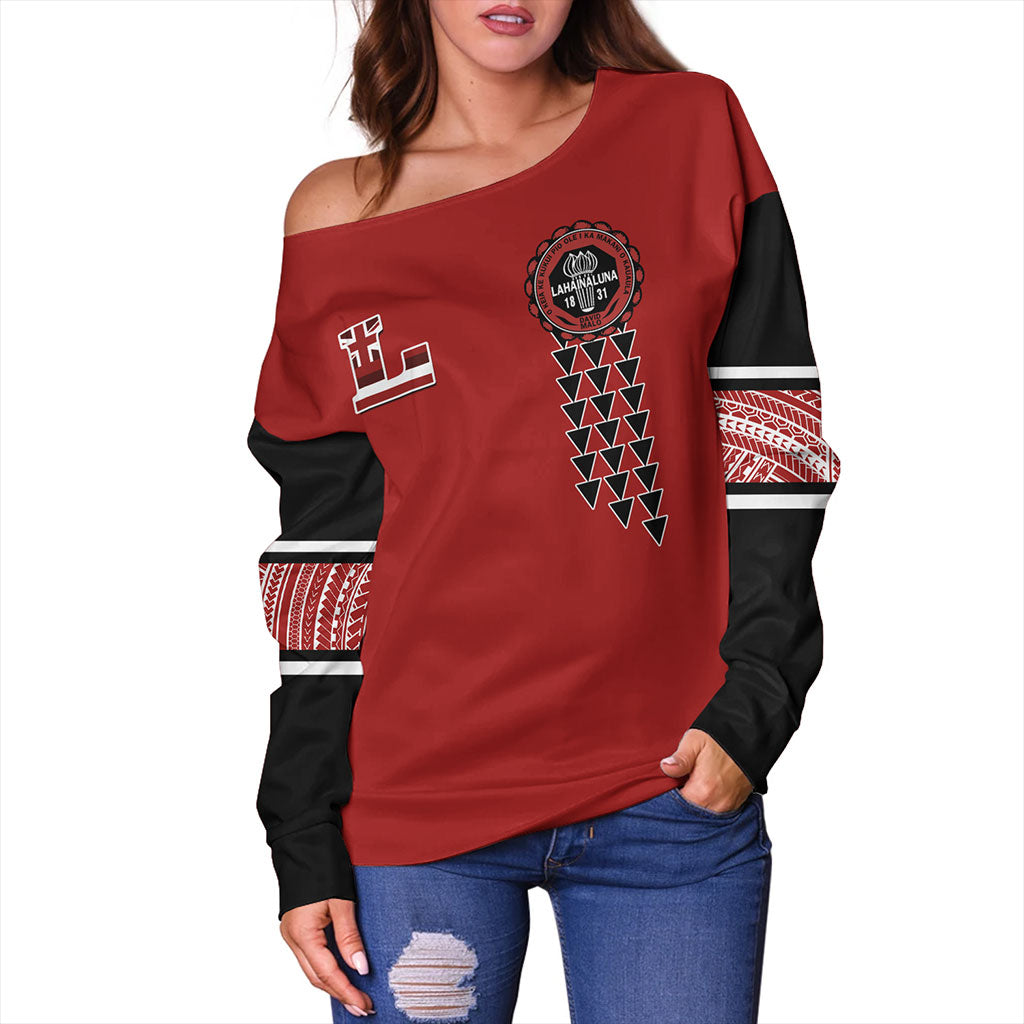 Hawaii Off Shoulder Sweatshirt Custom Your Class Lahainaluna High School