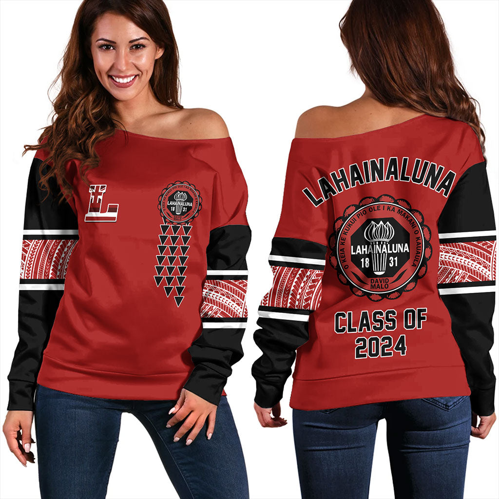 Hawaii Off Shoulder Sweatshirt Custom Your Class Lahainaluna High School
