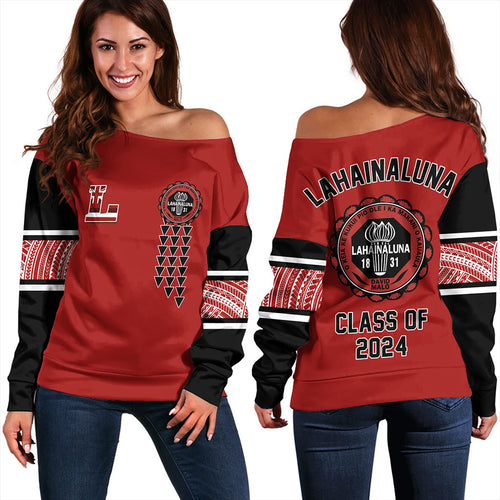 Hawaii Off Shoulder Sweatshirt Custom Your Class Lahainaluna High School