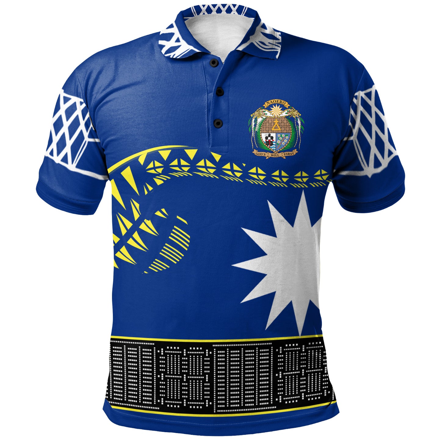 Nauru Polynesian Polo Shirt - Nauru Coat Of Arms Polynesian Culture Personalized Polo Shirt