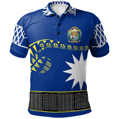 Nauru Polynesian Polo Shirt - Nauru Coat Of Arms Polynesian Culture Personalized Polo Shirt