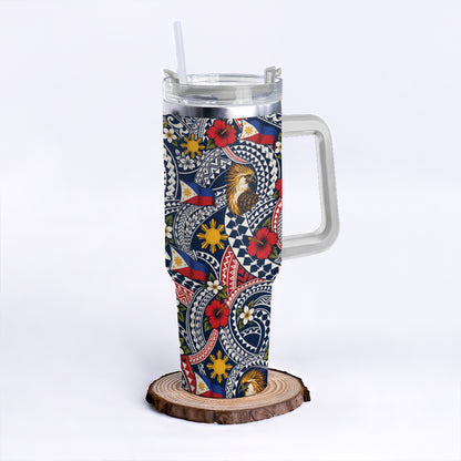 Philippines Filipinos 40oz Tumbler Eagle Sun Flag Floral Tribal Style
